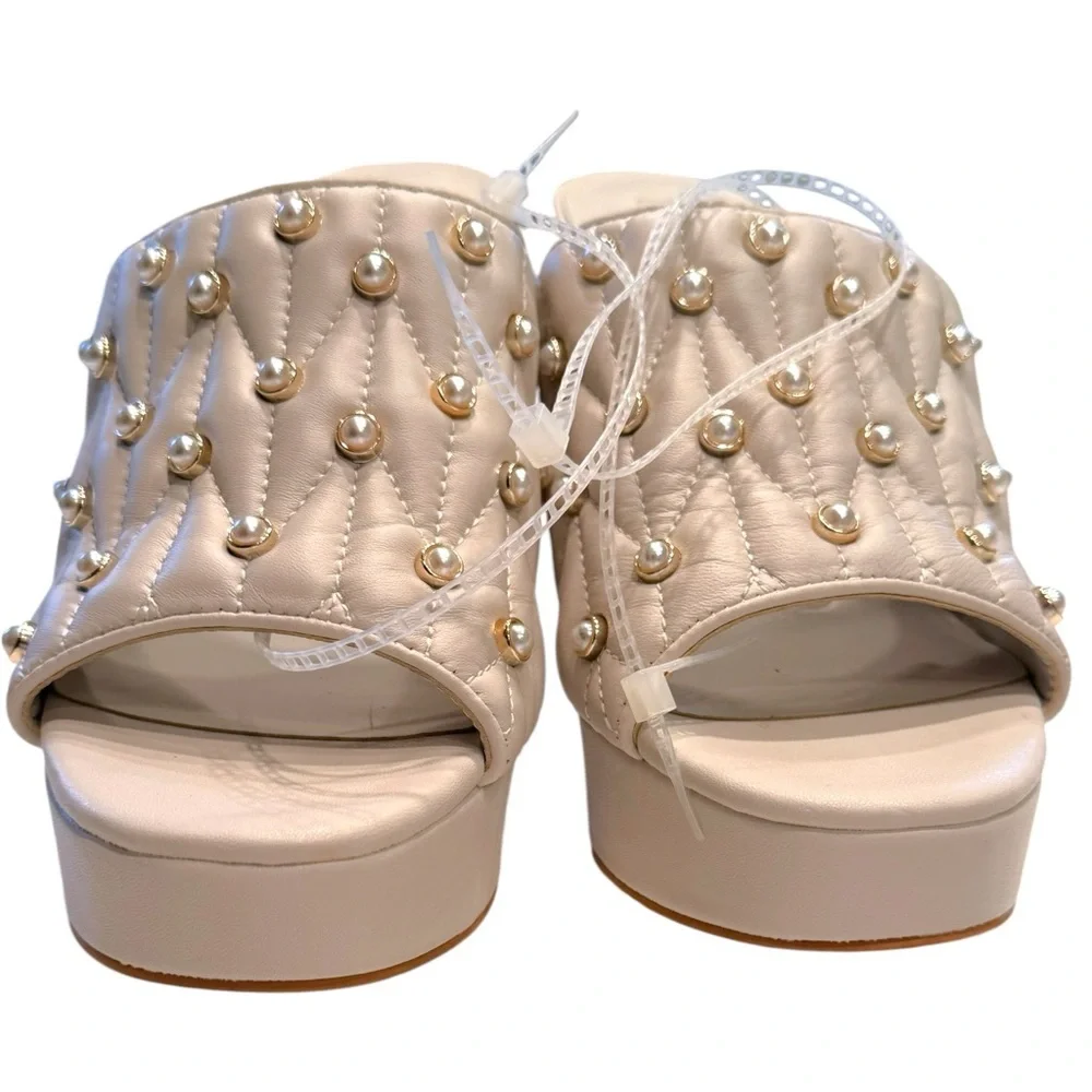 Karl Lagerfeld Pearl Studded AVIVA Platform Sandals